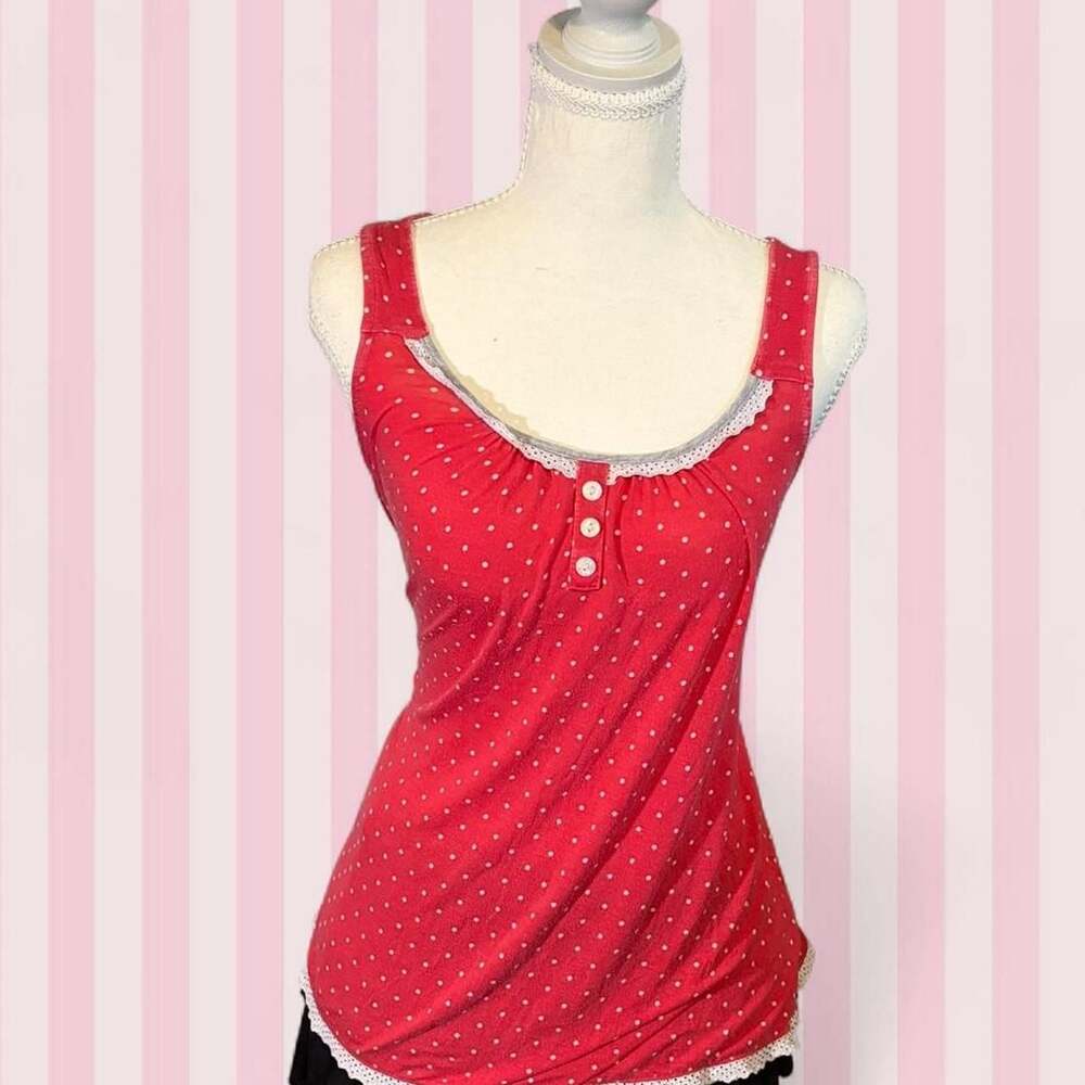 George Polka Dot Lace Trim Tank Top